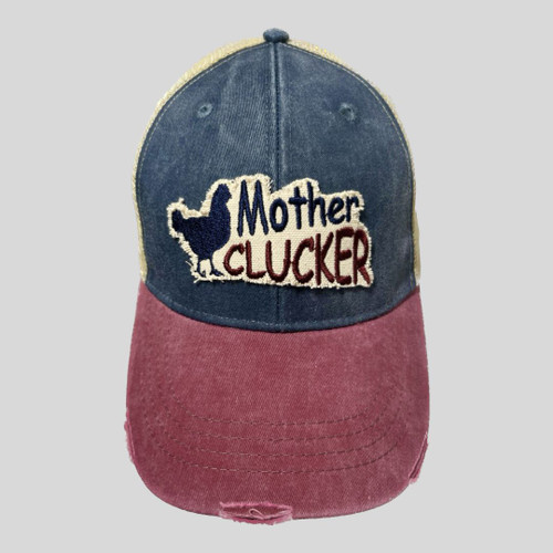 Mother Clucker Blue & Burgundy Trucker Cap