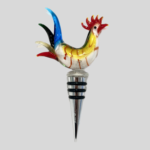 Rainbow Tail Rooster Wine Stopper