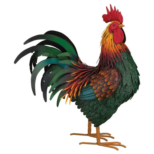 The beautiful Richard Rooster is know for its rich brown, red and green feather colors. This rooster is crafted with true to life details, colors and size, and is made from durable metal meant for indoor or prolonged outdoor decorating.
Dimensions 20.25"x9.25"x24.5"Material Metal
 

Realistic appearance
Amazing paint details and finish
Lifesize
Quality metal with ornate embossed design
Weather & fade resistant paint
Indoor/outdoor