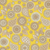 Modern Tyke yellow fabric with tan floral medallions