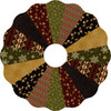 Finished Moose Lodge Dresden Christmas tree skirt in earthy lodge prints