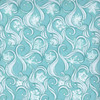 Aqua Christmas fabric with white swirling paisley and snowflakes