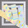 Happy Easter 2.5-inch fabric strips in pastel bunny, egg, stripe, and floral prints