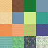 Finch & Fern 5" Squares assortment in green, blue, orange, and woodland prints