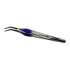 6-inch bent precision tweezer with purple cushion handle