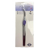 Packaged 6-inch bent tweezer with purple cushion handle