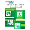 Luck o' the Irish mug rug starter kit pattern sheet with four green designs