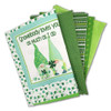 Luck o' the Irish mug rug starter kit with green fabrics and printed panel