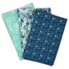 Beach tote kit fabrics in teal, navy, and aqua coordinating prints