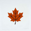 Orange autumn maple leaf embroidery with dark stitched veins