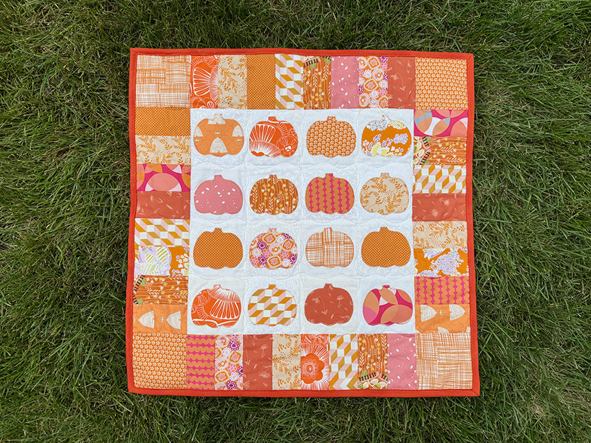 Scrappy Pumpkin Patch Wall Quilt Tutorial with 5" Squares