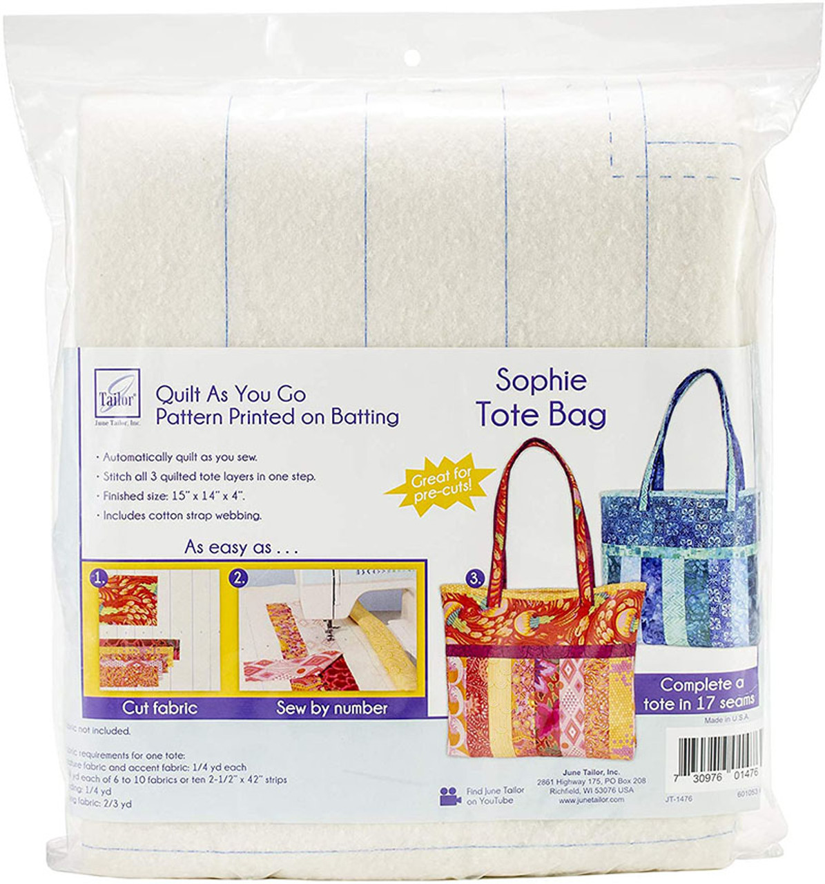 Quilt As You Go Sew By Number Insulated Shopper Tote, June Tailor #JT-1498