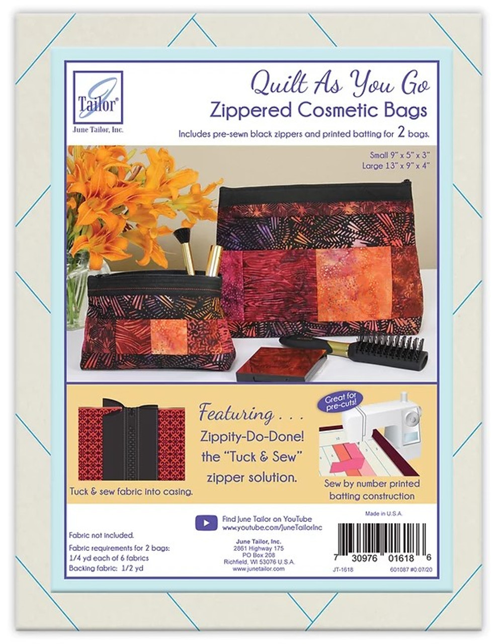 June Tailor, Quilt As You Go, Zippered Cosmetic Bags