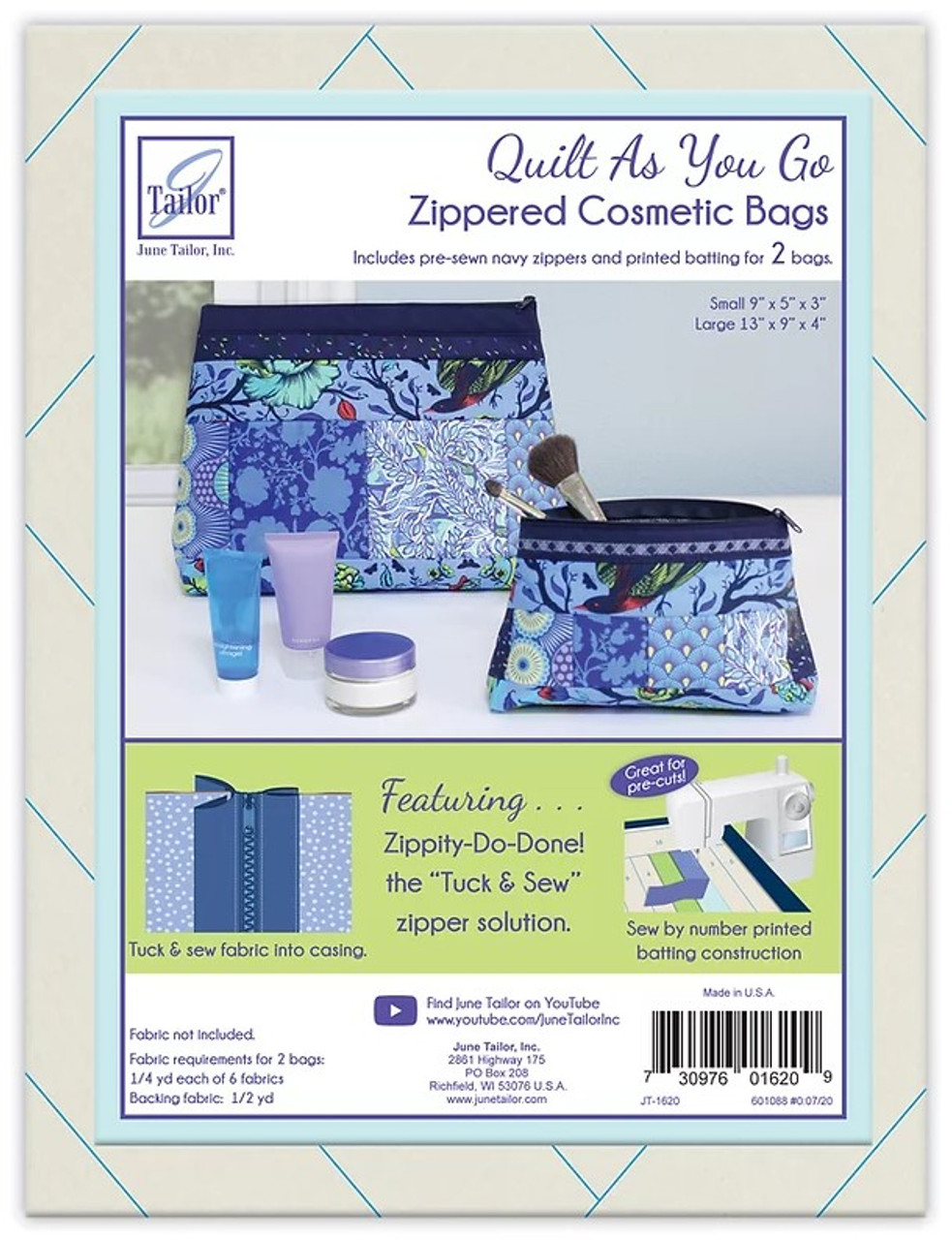 June Tailor, Quilt As You Go, Zippered Cosmetic Bags, JT-1620