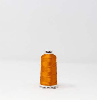 Madeira Classic rayon thread spool in Penny orange on white background