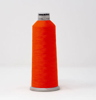 1837 Fluorescent Redorange Madeira Polyneon 40wt 5500 Yard Polyester embroidery thread spool style 718-1837