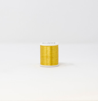 Madeira FS Metallic Gold 3 thread spool on white background