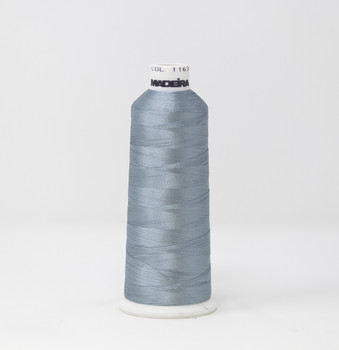 1163 Steel Green Madeira Classic 5500 Yards Rayon embroidery thread spool detail 2