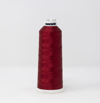 1181 Candy Apple Red Madeira Classic 5500 Yards Rayon embroidery thread spool detail 2