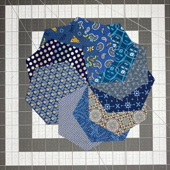 Color Story - Blue - 5'' Hexagons product shown for scale and identification
