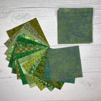Stack of Color Story five-inch precut fabric squares detail 1