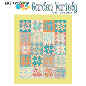 Garden Variety Pinwheel Star quilt kit with coordinating fabric