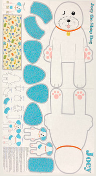Joey the Shop Dog plushie panel with dog body and accessory pieces
