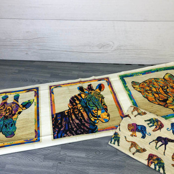 Serengeti Panel Kit fabric panels arranged on gray wood surface