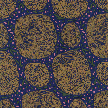 Navy Day Dreaming Bushes quilting fabric by Leutenegger