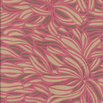 Coral/Pink Day Dreaming Leaves quilting fabric by Leutenegger