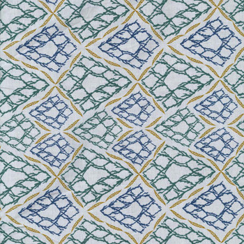 White/Blue Day Dreaming Geometric Bushes quilting fabric by Leutenegger