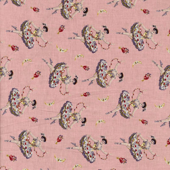 Pink La Fauvette Floral Ballerina quilting fabric by Leutenegger