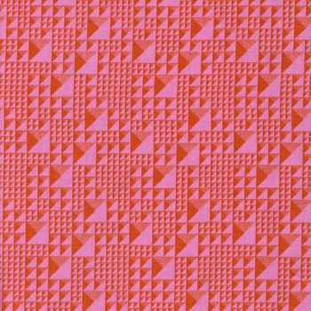 Coral/Pink Romantic Rebel Geometric quilting fabric by Leutenegger