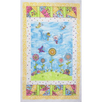 Multi All A Twitter Twitter Panel Flannel quilting fabric by River Woods