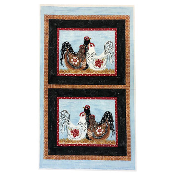 Multi Three French Hens 3 Hens Panel quilting fabric by River Woods