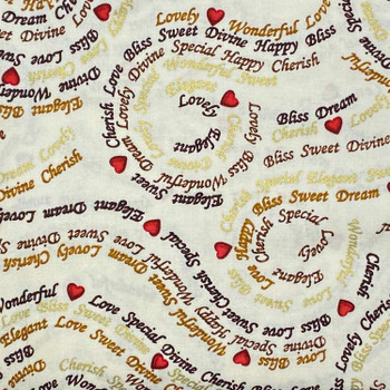 Cream Forever Yours Words of Endearment Metallic quilting fabric by Henry Glass