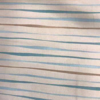 RJR Jardin Gris cream fabric with blue horizontal stripes