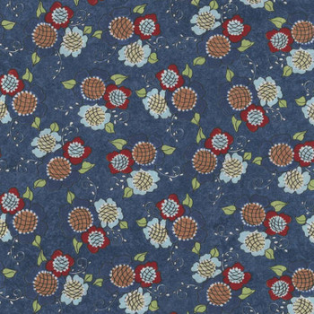 Blue Vintage Vogue Laundry Flowers Allover quilting fabric by River's Bend