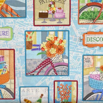 Henry Glass - Enjoy The Journey - Bicycle Frames - Multi | Sit n' Sew Fabrics By the Yard