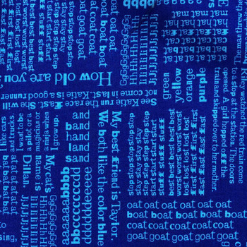 Studio E - Fun with ABC's -Text Allover - Blue | Sit n' Sew Fabrics By the Yard