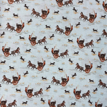Turquoise Homestead Country Carriage quilting fabric by Benartex