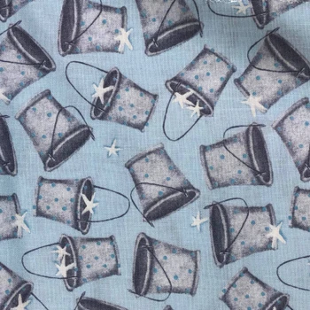 Blue Barnacle Bay Tossed Buckets quilting fabric by Studio E