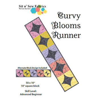 Sit n' Sew - Curvy Blooms 2 - Table Runner quilt kit with coordinating fabric