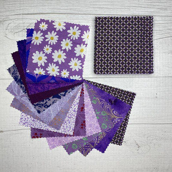 Purple Color Story 5-inch fabric squares in assorted purple prints