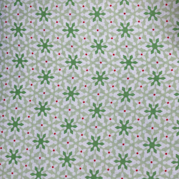 Green Nordic Holiday Snowflakes quilting fabric by Benartex