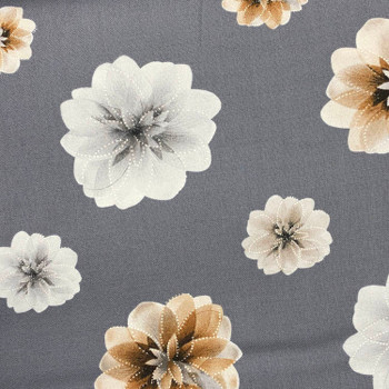 Benartex - Essence Of Pearl - Large Tossed Flowers - Grey | Sit n' Sew Fabrics By the Yard