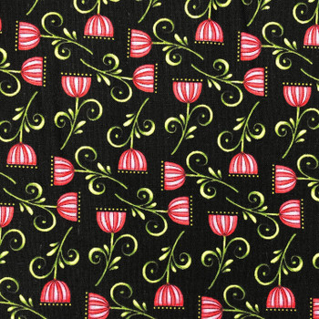 Black Lori's Art Garden Sweet Blossom quilting fabric by RJR