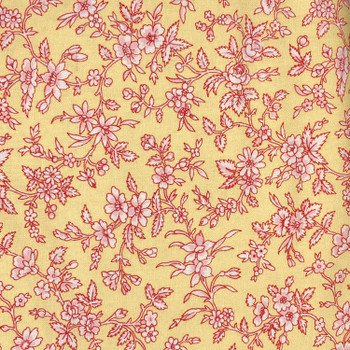 Red Simply Chic Rose Bushes Yellow quilting fabric by Benartex