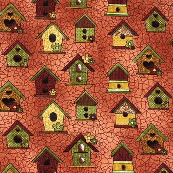Benartex - Chicks On The Run - Bird Houses - Red | Sit n' Sew Fabrics By the Yard