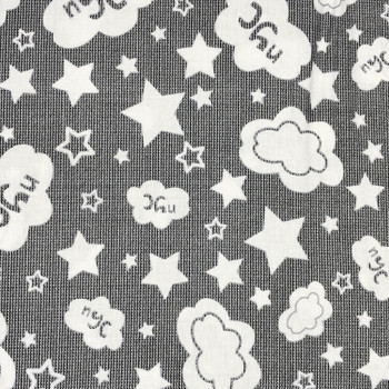 Benartex - The Big Apple - Nyc Clouds And Stars - Grey | Sit n' Sew Fabrics By the Yard